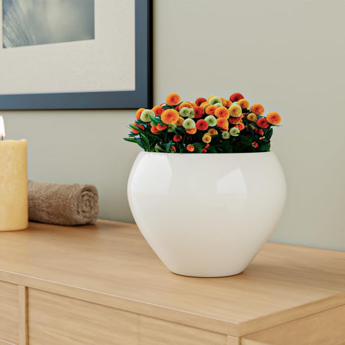 White 5.9 Inch Ceramic Planter Set of 1 - The Earth Store - Planter